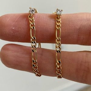 New Vanessa Mooney gold chain dainty CZ earrings